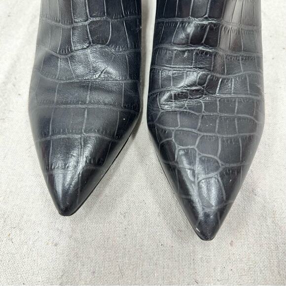 Marc Fisher Crocodile Daith Pointed Toe Block Heel Zip-Up Leather Boota Size 10M - Picture 9 of 13